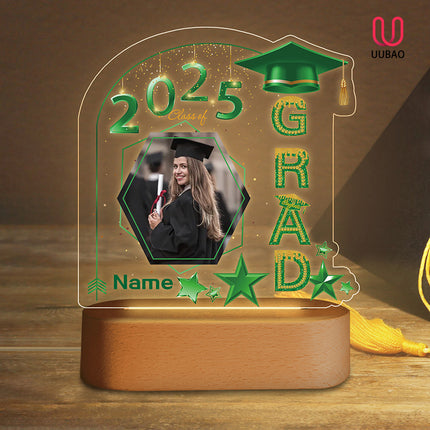 UUBAO Graduation Gifts Personalized Night Light Class of 2025 Custom Photo Name Gifts for Him Her Gifts for College, High School (Dark Green)