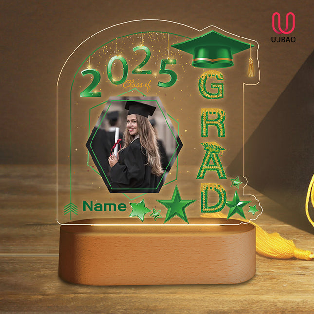 UUBAO Graduation Gifts Personalized Night Light Class of 2025 Custom Photo Name Gifts for Him Her Gifts for College, High School (Dark Green)