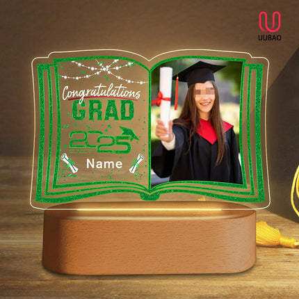 UUBAO Custom Night Light with Photo Name 2025 Personalized Graduation Led Lamp for Women Man Gifts for College High School (Dark Green)