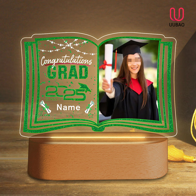 UUBAO Custom Night Light with Photo Name 2025 Personalized Graduation Led Lamp for Women Man Gifts for College High School (Dark Green)