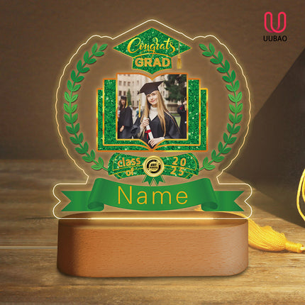 UUBAO Graduation Gifts Personalized Night Light Class of 2025 Custom Photo Name Gifts for Him Her Gifts for College, High School (Dark Green)