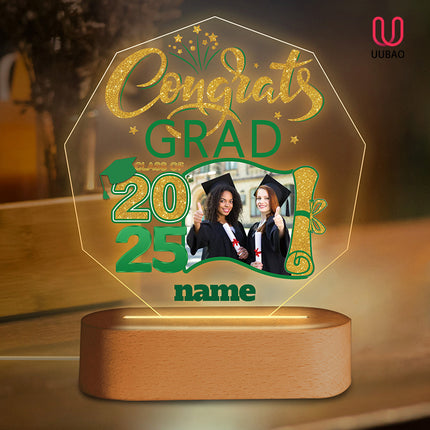UUBAO Graduation Gifts Personalized Night Light Class of 2025 Custom Photo Name Gifts for Him Her Gifts for College, High School (Dark Green)