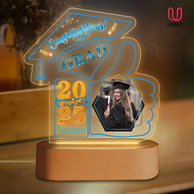UUBAO Graduation Gifts Personalized Night Light Class of 2025 Custom Photo Name Gifts for Him Her Gifts for College, High School (Sky Blue)