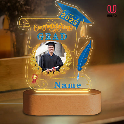 UUBAO Personalized Night Light Class of 2025 Graduation Gift for Junior High School College Teachers and Classmates(Sky Blue)