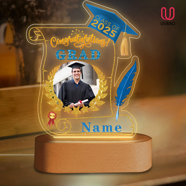 UUBAO Personalized Night Light Class of 2025 Graduation Gift for Junior High School College Teachers and Classmates(Sky Blue)
