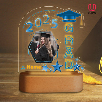 UUBAO Graduation Gifts Personalized Night Light Class of 2025 Custom Photo Name Gifts for Him Her Gifts for College, High School (Sky Blue)