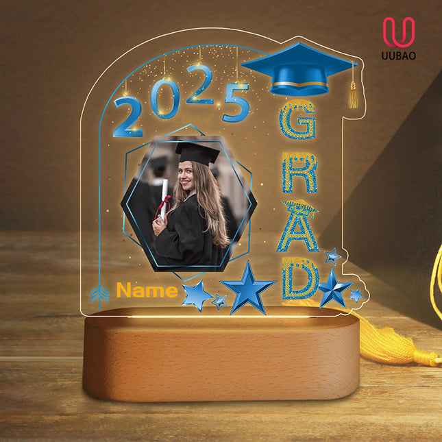 UUBAO Graduation Gifts Personalized Night Light Class of 2025 Custom Photo Name Gifts for Him Her Gifts for College, High School (Sky Blue)