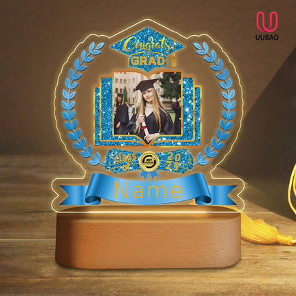 UUBAO Graduation Gifts Personalized Night Light Class of 2025 Custom Photo Name Gifts for Him Her Gifts for College, High School (Sky Blue)