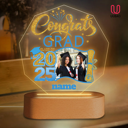 UUBAO Graduation Gifts Personalized Night Light Class of 2025 Custom Photo Name Gifts for Him Her Gifts for College, High School (Sky Blue)
