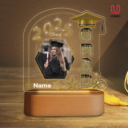UUBAO Graduation Gifts Personalized Night Light Class of 2025 Custom Photo Name Gifts for Him Her Gifts for College, High School (Champagne)