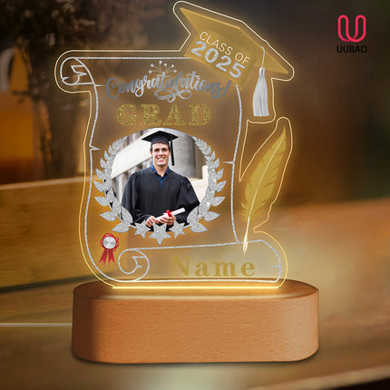 UUBAO Personalized Night Light Class of 2025 Graduation Gift for Junior High School College Teachers and Classmates(Champagne)