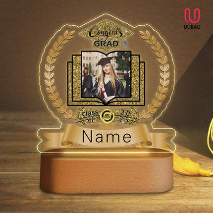 UUBAO Graduation Gifts Personalized Night Light Class of 2025 Custom Photo Name Gifts for Him Her Gifts for College, High School (Champagne)
