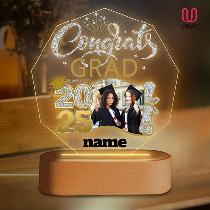 UUBAO Graduation Gifts Personalized Night Light Class of 2025 Custom Photo Name Gifts for Him Her Gifts for College, High School (Champagne)