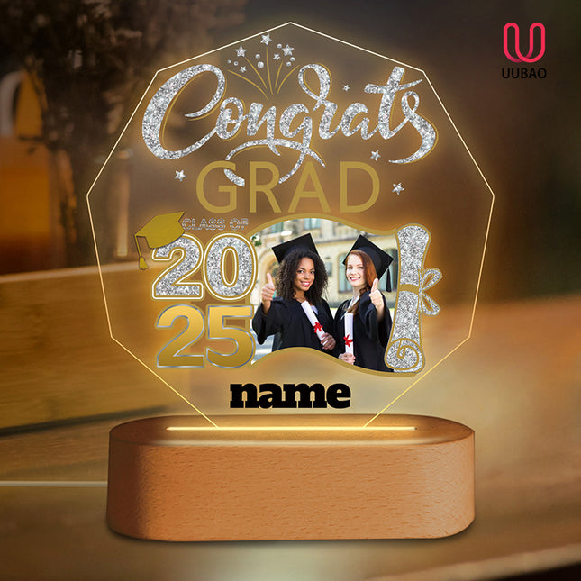 UUBAO Graduation Gifts Personalized Night Light Class of 2025 Custom Photo Name Gifts for Him Her Gifts for College, High School (Champagne)