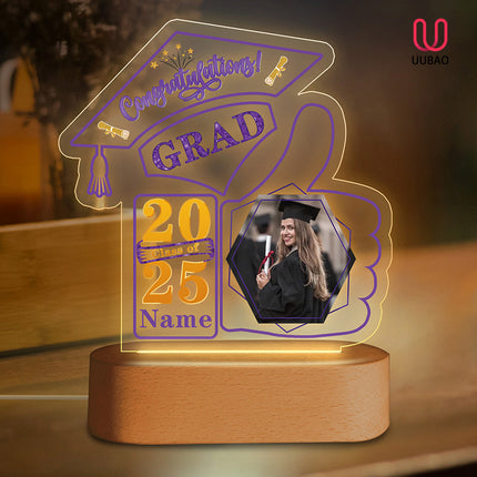 UUBAO Graduation Gifts Personalized Night Light Class of 2025 Custom Photo Name Gifts for Him Her Gifts for College, High School (Purple)