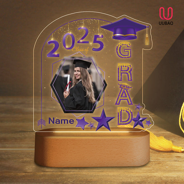 UUBAO Graduation Gifts Personalized Night Light Class of 2025 Custom Photo Name Gifts for Him Her Gifts for College, High School (Purple)