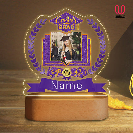 UUBAO Graduation Gifts Personalized Night Light Class of 2025 Custom Photo Name Gifts for Him Her Gifts for College, High School (Purple)
