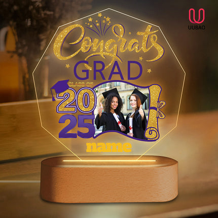 UUBAO Graduation Gifts Personalized Night Light Class of 2025 Custom Photo Name Gifts for Him Her Gifts for College, High School (Purple)