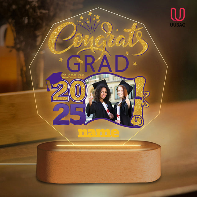 UUBAO Graduation Gifts Personalized Night Light Class of 2025 Custom Photo Name Gifts for Him Her Gifts for College, High School (Purple)