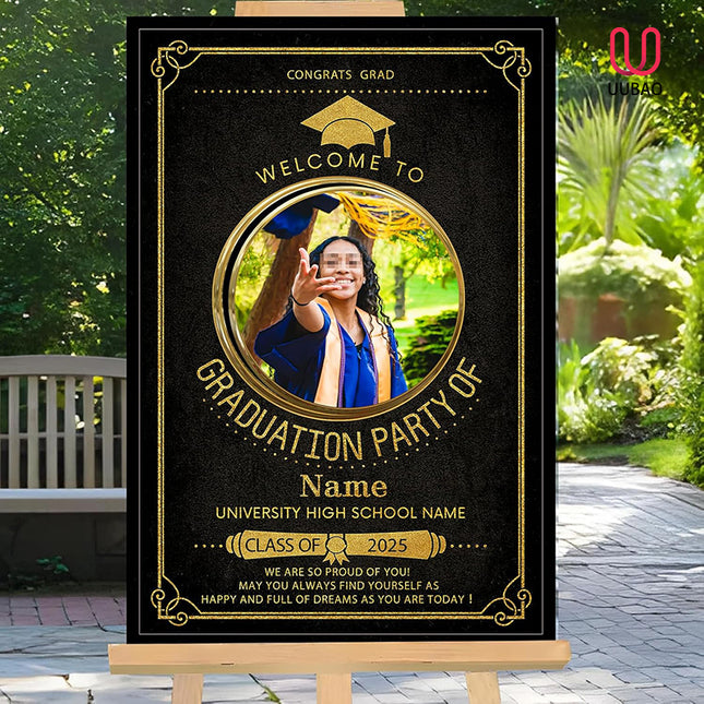 UUBAO Customized Welcome Sign for Graduation Party Personalized Acrylic Sign with Photo Name Class of 2025 Graduation Decor(Book)