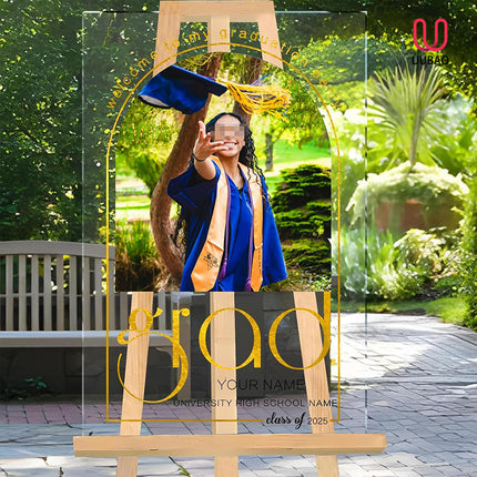 UUBAO Customized Welcome Sign for Graduation Party Personalized Acrylic Sign with Photo Name Class of 2025 Graduation Decor(Arch)