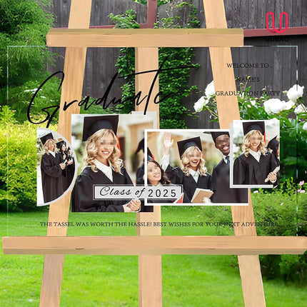 UUBAO Customized Welcome Sign for Graduation Party Personalized Acrylic Sign with Photo Name Class of 2025 Graduation Decor(Multiple Photos)
