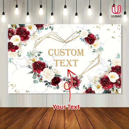 UUBAO Custom Floral Banner for Bridal Shower with Text Personalized Photography Background Couple Wedding Party Decorations