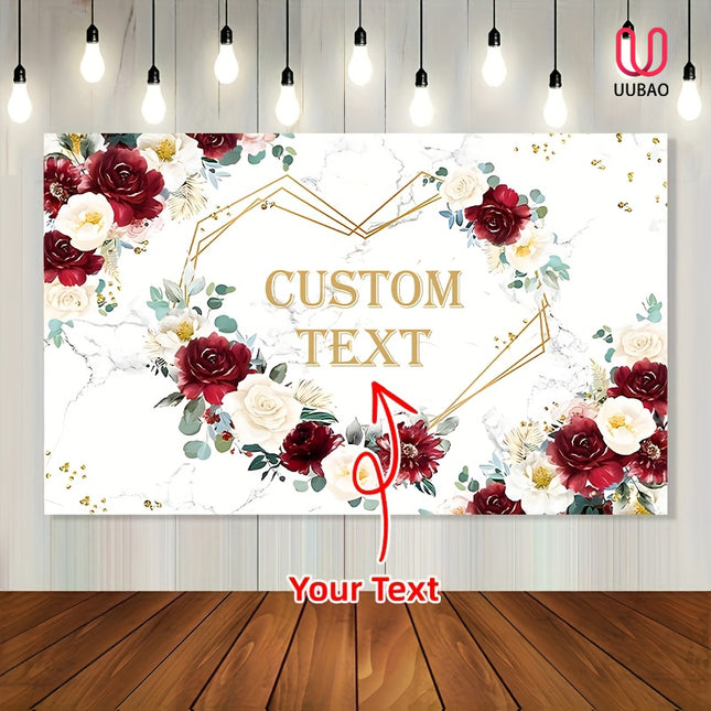 UUBAO Custom Floral Banner for Bridal Shower with Text Personalized Photography Background Couple Wedding Party Decorations