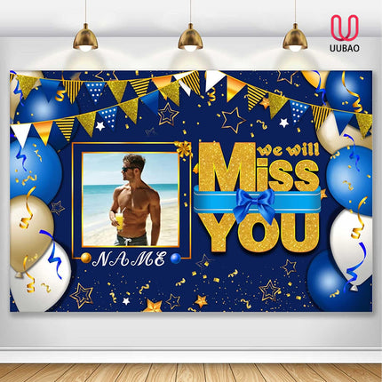 UUBAO Custom We Will Miss You Decorations Banner,Farewell Going Away Party Decorations for Anniversary Retirement Graduation Party(Navy Blue)