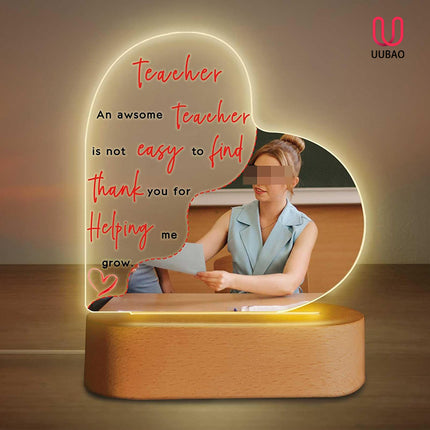 UUBAO Customized Acrylic Night Light Gifts Personalized Lamp Anniversary Custom Photo Gifts for Teacher