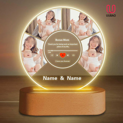 UUBAO Customized Acrylic Night Light Gift Personalized Mother's Day Gift Acrylic LED Custom Photo Name For Bonus Mom