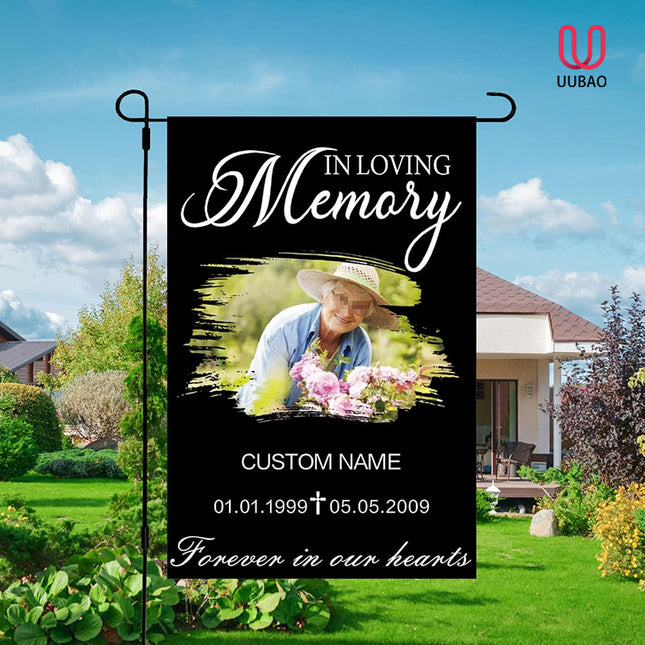 UUBAO Custom Memorial Funeral Flags - Personalized and Customized Burlap Flags for Memorial and Funeral Decoration