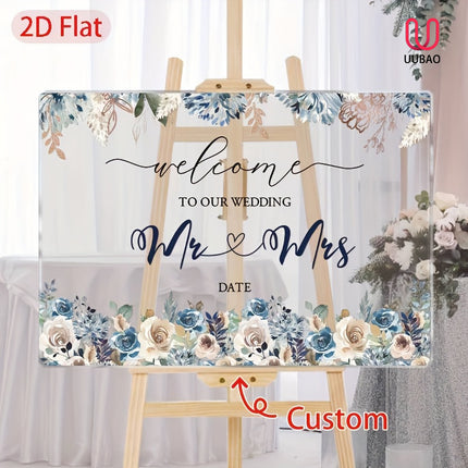 UUBAO Custom Welcome Wedding Sign with Name Personalized Acrylic Decoration for Ceremony Lawn Wedding Party Outdoor Indoor