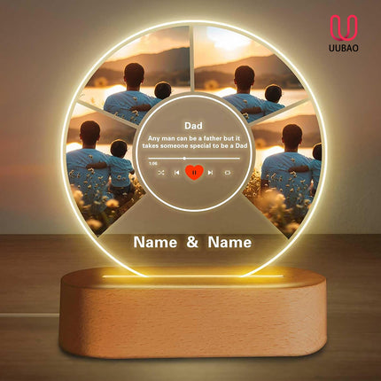 UUBAO Custom Acrylic Night Light Gifts Personalized Father's Day Gifts Acrylic LED Custom Photo Name for Dad