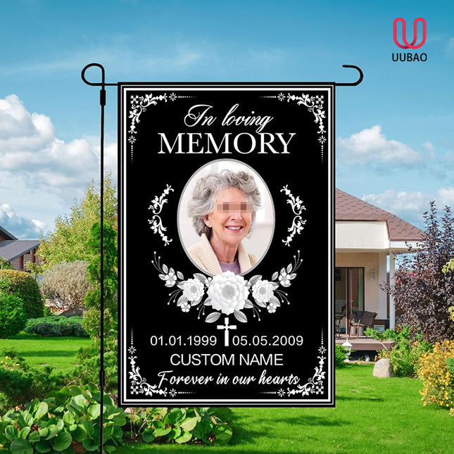 UUBAO Custom Memorial Funeral Flags - Personalized and Customized Burlap Flags for Memorial and Funeral Decoration