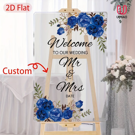 UUBAO Custom Welcome Wedding Sign with Name Personalized Acrylic Decoration for Ceremony Lawn Wedding Party Outdoor Indoor