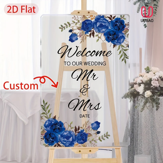 UUBAO Custom Welcome Wedding Sign with Name Personalized Acrylic Decoration for Ceremony Lawn Wedding Party Outdoor Indoor