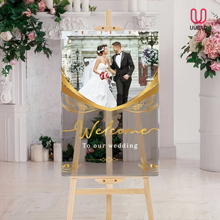UUBAO Custom Welcome Wedding Sign with Name Personalized Acrylic Decoration for Ceremony Lawn Wedding Party Outdoor Indoor