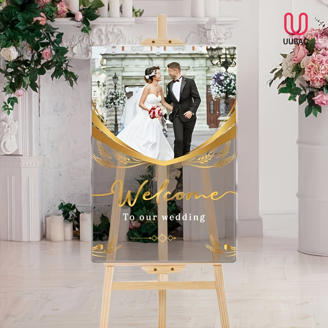 UUBAO Custom Welcome Wedding Sign with Name Personalized Acrylic Decoration for Ceremony Lawn Wedding Party Outdoor Indoor