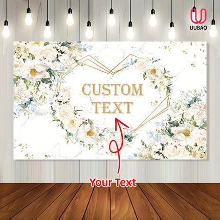 UUBAO Custom Floral Banner for Bridal Shower with Text Personalized Photography Background Couple Wedding Party Decorations