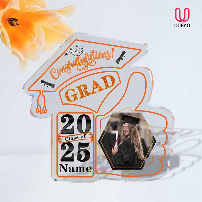 UUBAO Personalized Graduation Decorative Signs Plaques Class of 2024 Desk Paperweight Farewell Memorial Gift with Photo(Orange)