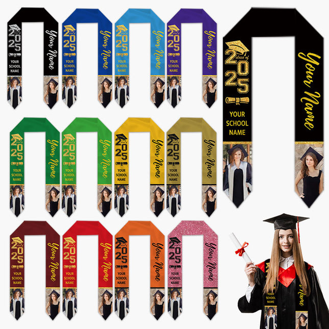 UUBAO Personalized Graduation Stole Class of 2025 Custom Academic Ceremony Shawl for Graduations Formal Events(Pink)
