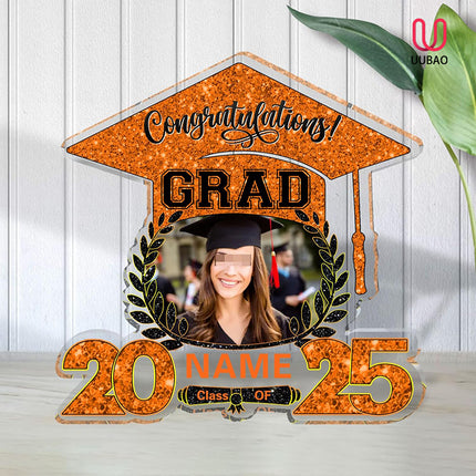 UUBAO Customized Graduation Plaque with Photo Crystal Desktop Keepsake Gift (Orange)