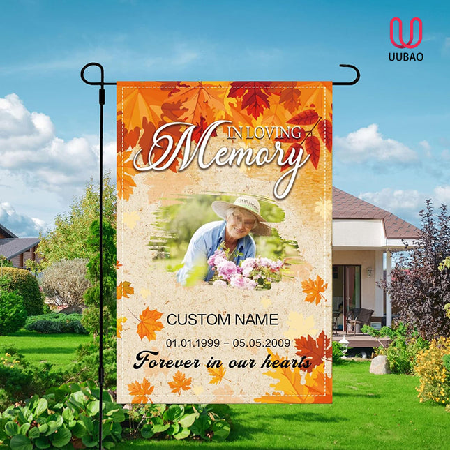 UUBAO Custom Memorial Funeral Flags - Personalized and Customized Burlap Flags for Memorial and Funeral Decoration