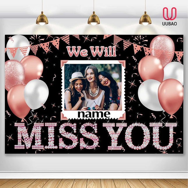 UUBAO Custom We Will Miss You Decorations Banner,Farewell Going Away Party Decorations for Anniversary Retirement Graduation Party(Rose Gold)