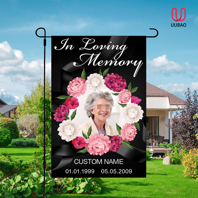 UUBAO Custom Memorial Funeral Flags - Personalized and Customized Burlap Flags for Memorial and Funeral Decoration