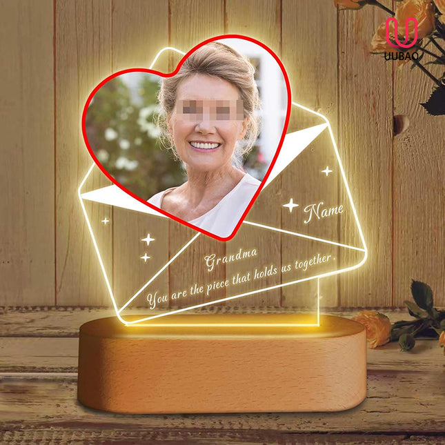 UUBAO Customized Acrylic Night Light Gifts Personalized Mother's Day Gifts Custom Photo for Grandma