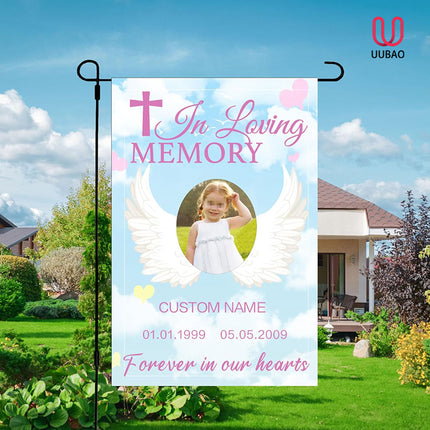 UUBAO Custom Memorial Funeral Flags - Personalized and Customized Burlap Flags for Memorial and Funeral Decoration