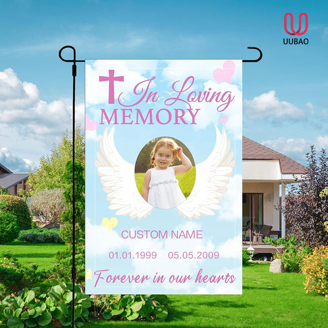 UUBAO Custom Memorial Funeral Flags - Personalized and Customized Burlap Flags for Memorial and Funeral Decoration