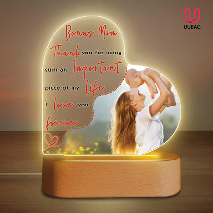 UUBAO Customized Acrylic Night Light Gifts Personalized Mother's Day Gifts Custom Photo for Bonus Mom